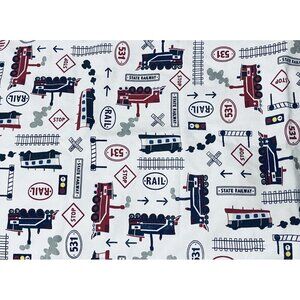 POTTERY BARN KIDS Railway Train Pillowcase Set Of 2 Railroad 100% Cotton